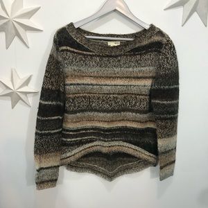 Striped Hilo wool alpaca blend brown knit sweater